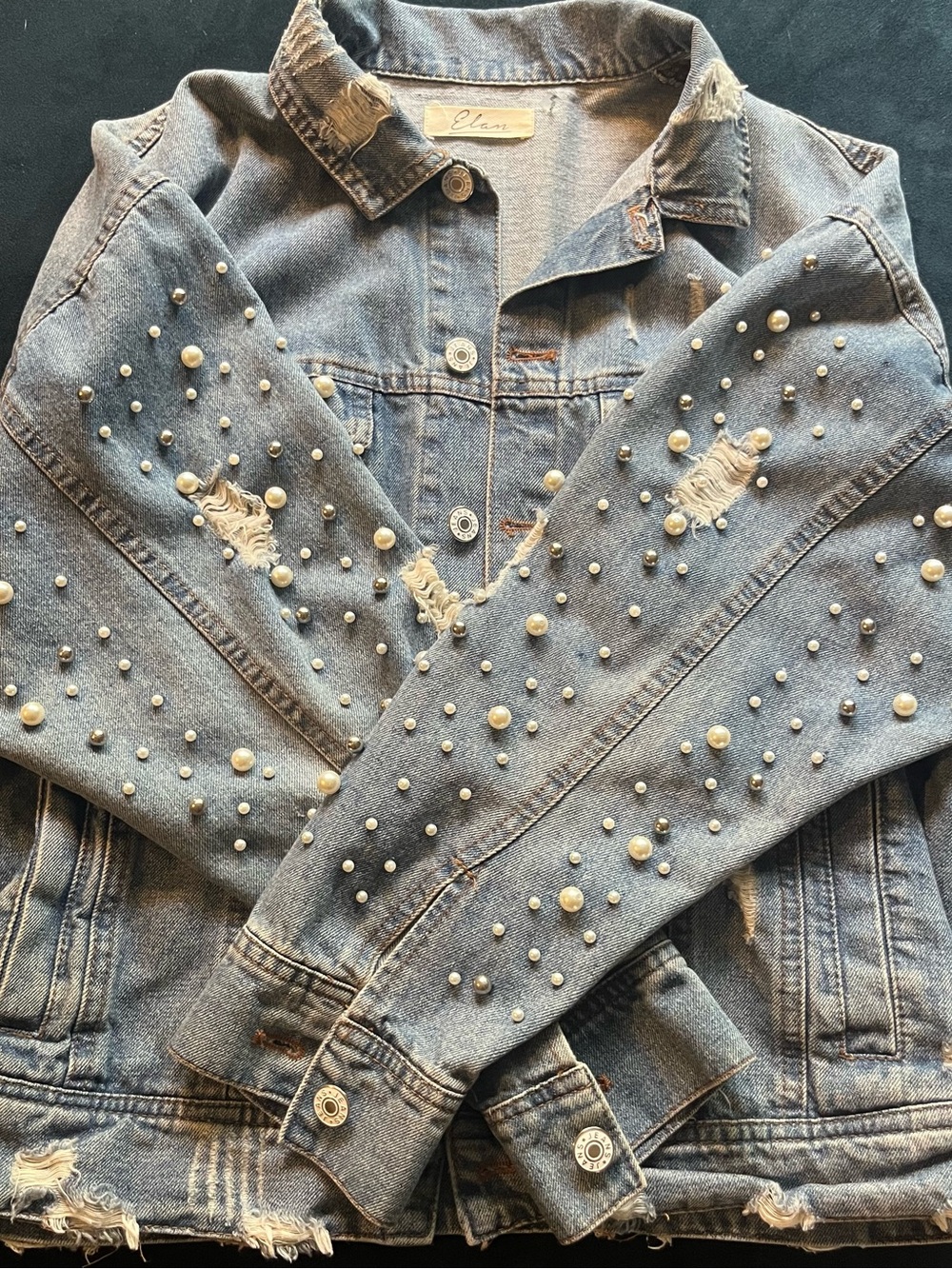 Elan Over-Sized Embellished Denim Jacket